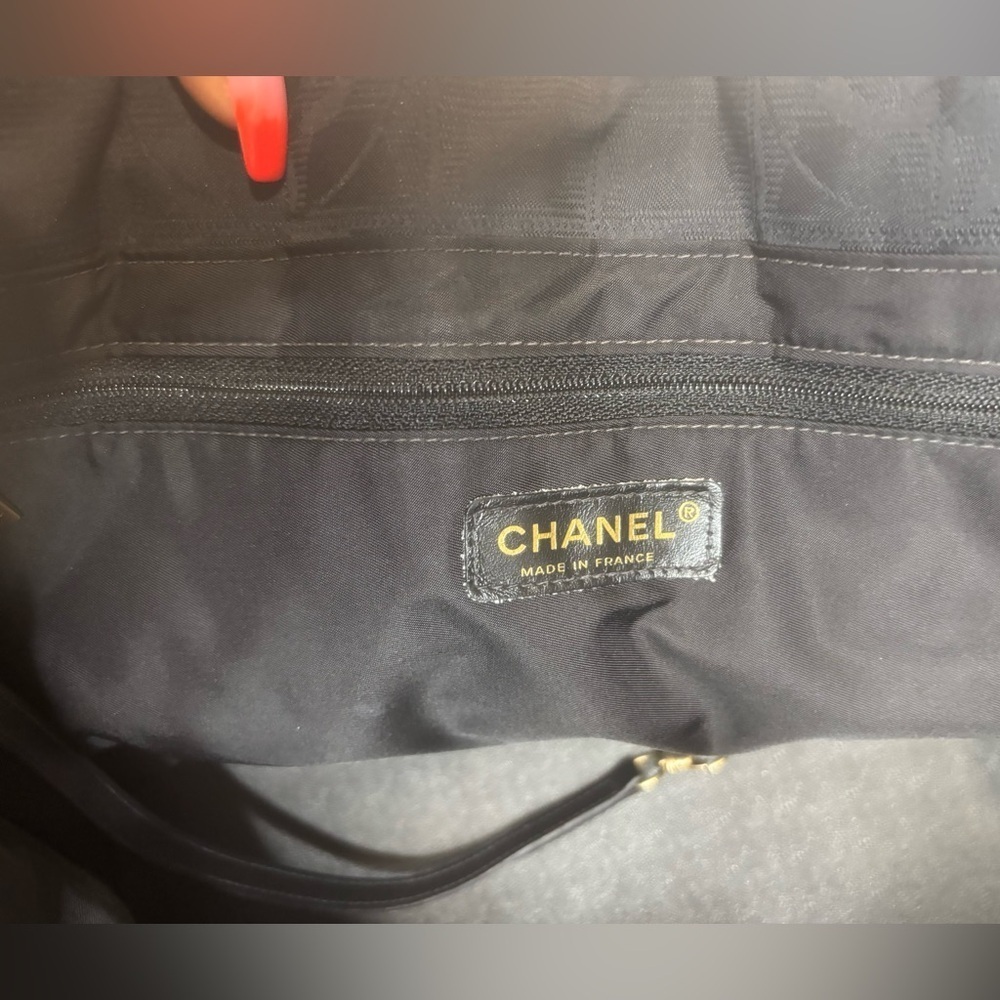 Chanel Travel Line Tote Bag Black Nylon Jacquard CC Logo - Picture 8 of 9